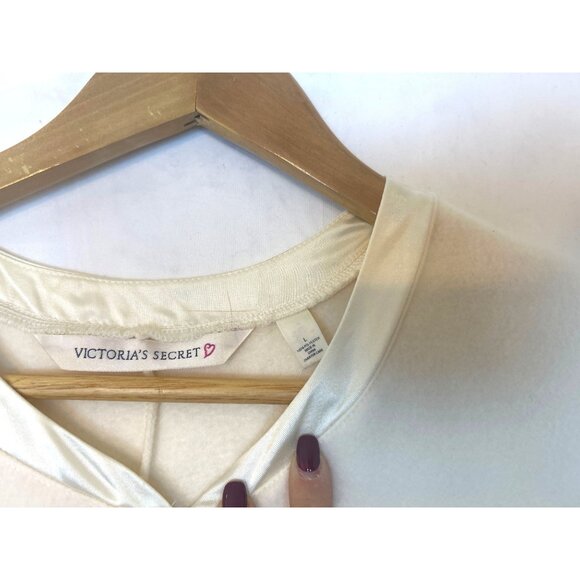 NWT Vintage 90s Victoria’s Secret Cream Fleece Pajama One Piece L Cottagecore - Picture 11 of 12